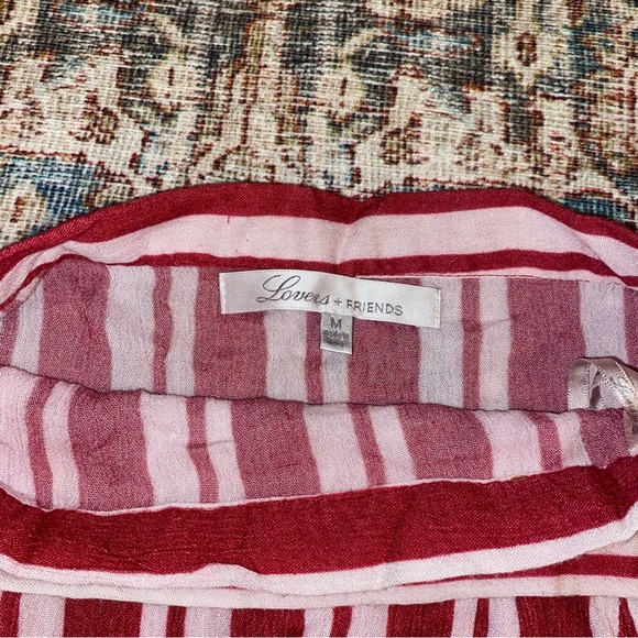 Lovers + Friends | Red/White Stripe Beach Pom Pom Ruffle Maxi Wrap Skirt - Picture 8 of 11